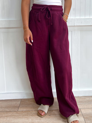 Ellison Fleece Barrel Leg Sweatpants-Pants-Zenana-bottoms,Fall Favorites,gameday,NewArrival-The Twisted Chandelier