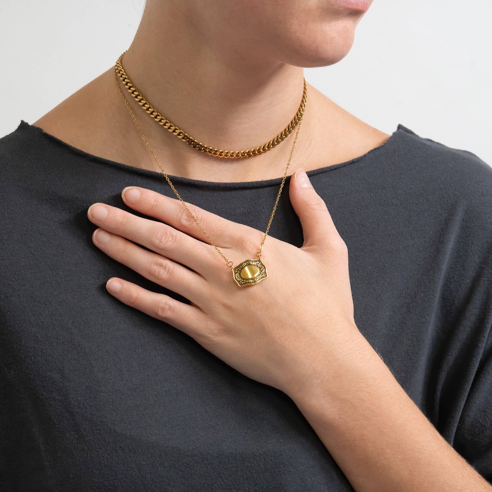 18K Gold PVD Stainless Steel Engravable Belt Buckle Charm-WJW-The Twisted Chandelier