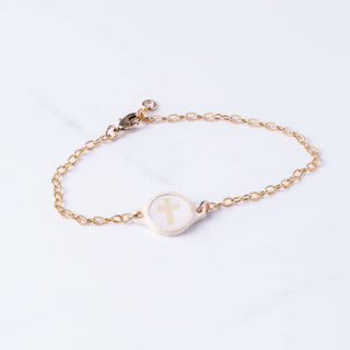 Tap To Pray™ - Survivor Series Handmade Bracelets-Versible-14K Gold-Plated + Vanilla Cross-The Twisted Chandelier