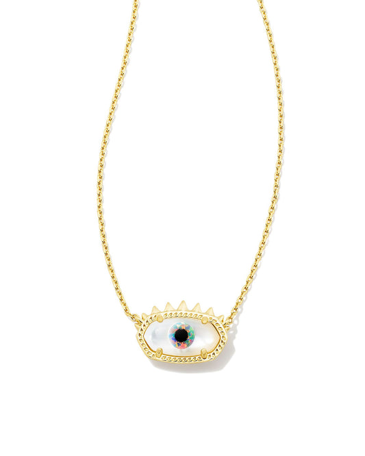 Kendra Scott Elisa Evil Eye Short Pendant Necklace Gold Ivory Mother of Pearl-Necklaces-Kendra Scott-CR 09/05/24, FD 09/10/24, N00232GLD-The Twisted Chandelier