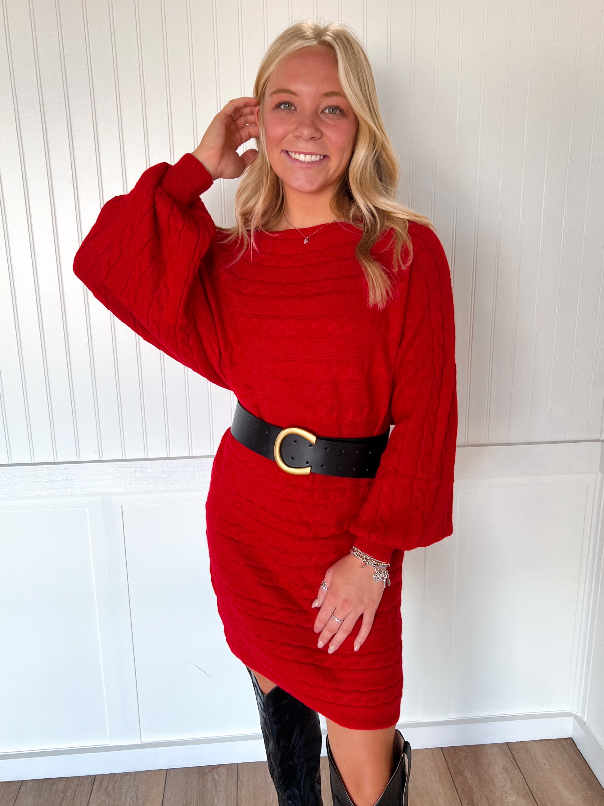 Karis Horizontal Cable Dolman Knitted Mini Dress-Vine & Love-DJR-The Twisted Chandelier