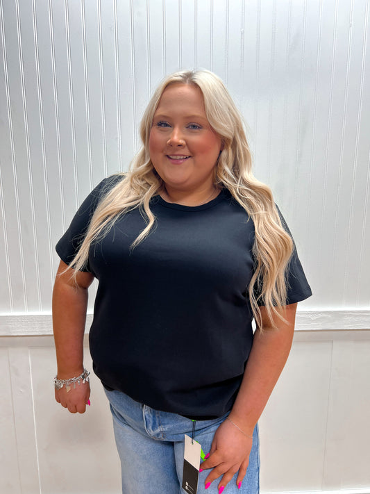 Rylee Short Sleeve Round Neck Soft Knit Jersey Top - Plus-Active Basic | Active USA-Tops Collection-The Twisted Chandelier