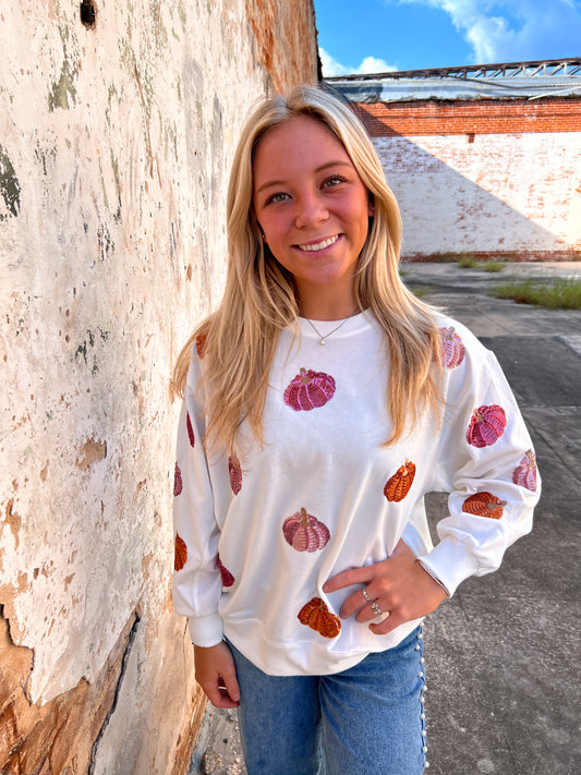 Mary Square Sarah Sweatshirt | Pumpkins-Sweatshirt-Mary Square-1st md, FD 09/24/24, OGP 74.99, Tops Collection-The Twisted Chandelier