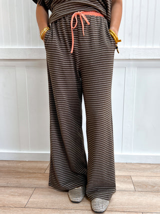 Posie Soft Touch Stripe Knit Top & Wide Leg Pants Set