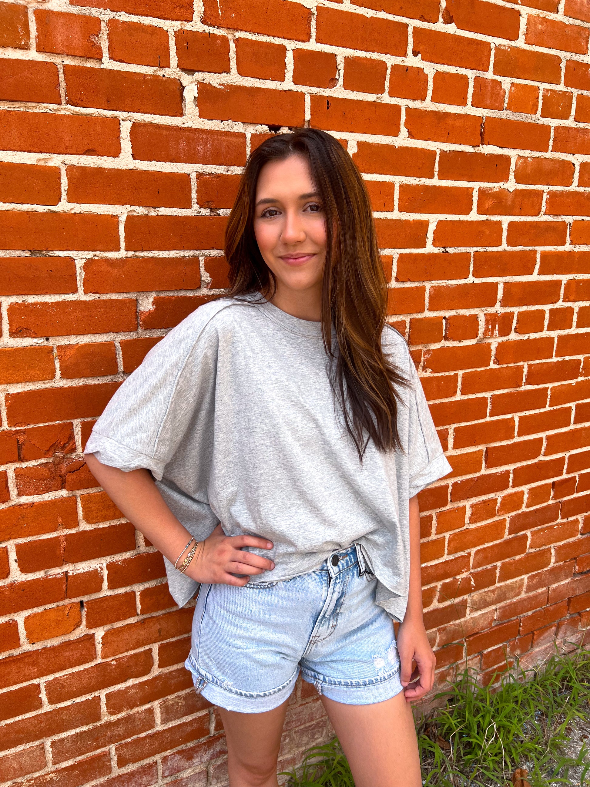 Jillian Oversized Crop Comfy Knit Top - Grey-VERY J-Bin B4,FD 07/08/2025,NT12068-The Twisted Chandelier