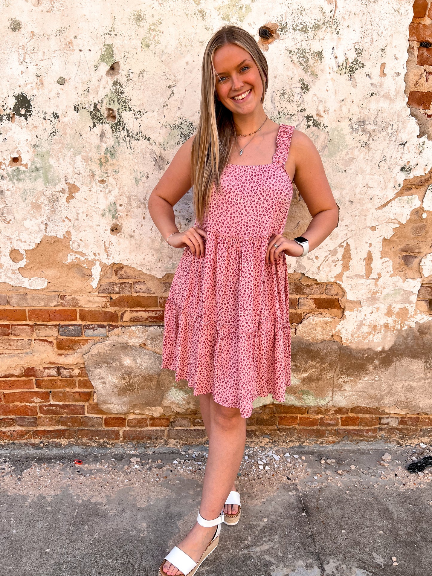 Adeline Pink Leopard Midi Dress-Midi Dress-Southern Grace Wholesale-09/13/24, 1st md, 7564b-The Twisted Chandelier