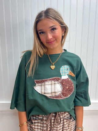 Faye Mallard Duck Patchwork Dolman Sleeve Knit Top