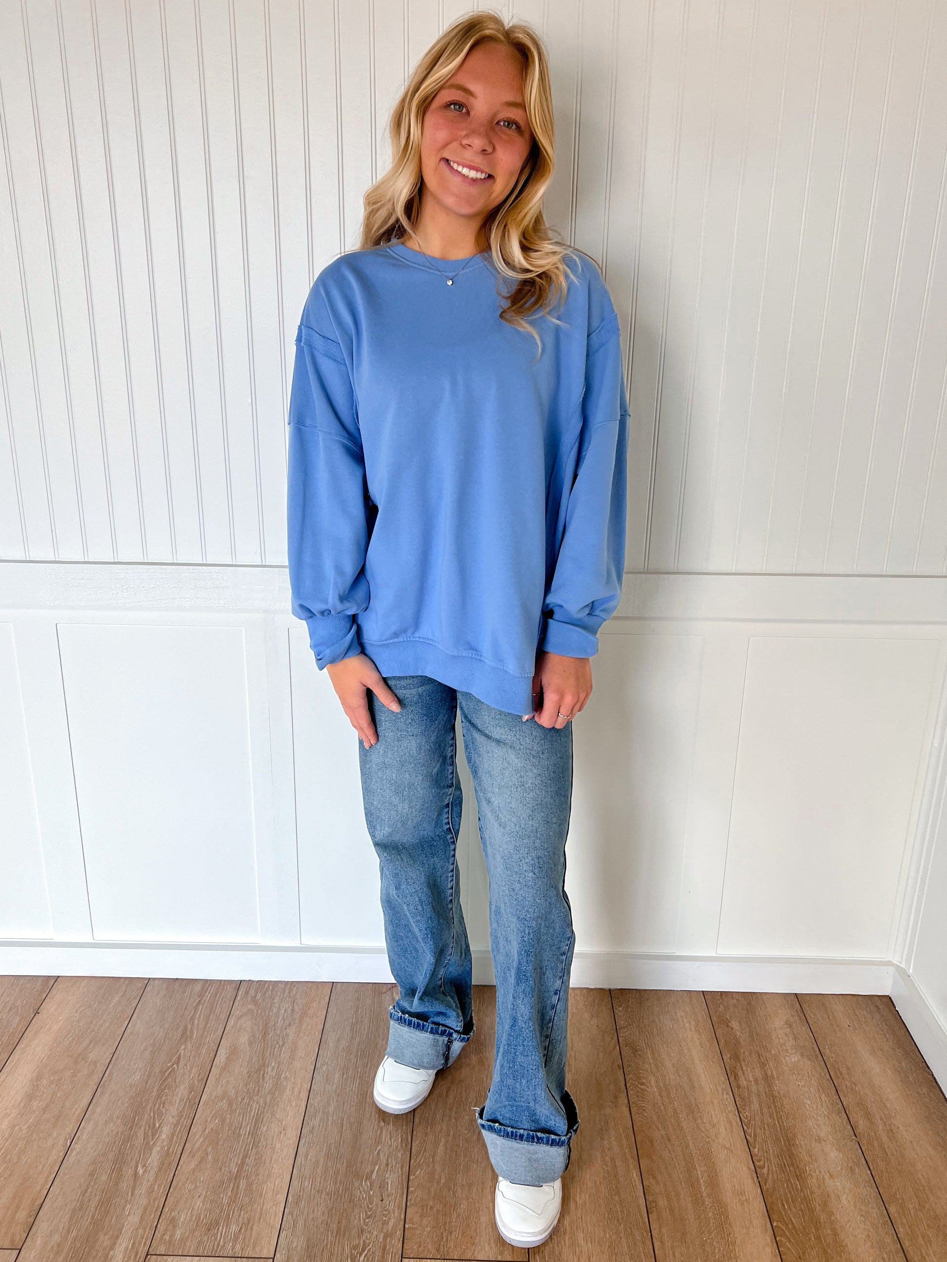 Skyla Oversized Slit Detailed Sweatshirt-Sewn and Seen-Bin a4,FD 09/30/25,Tops Collection-The Twisted Chandelier