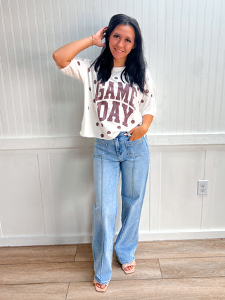 Taylor Gameday Print Top - Maroon-Top-Vanilla Monkey-Fd 8/3/26,Tops Collection-The Twisted Chandelier