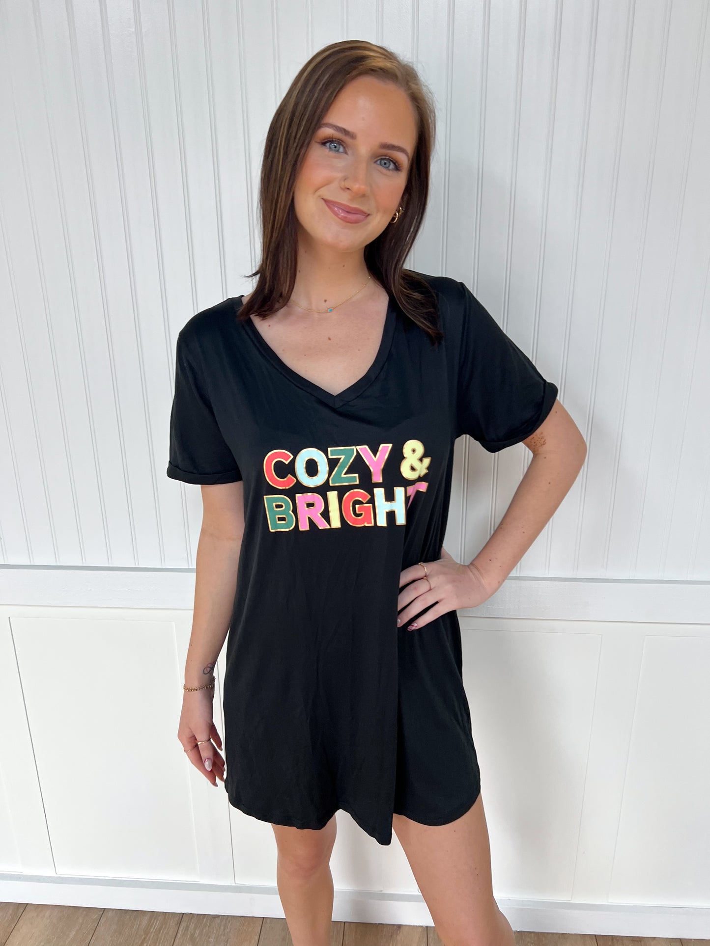 Hello Mello Holiday Sleep Shirts - Cozy & Bright-Loungewear-HELLO MELLO-$25 & Under Sale,Bin a1,Faire-The Twisted Chandelier