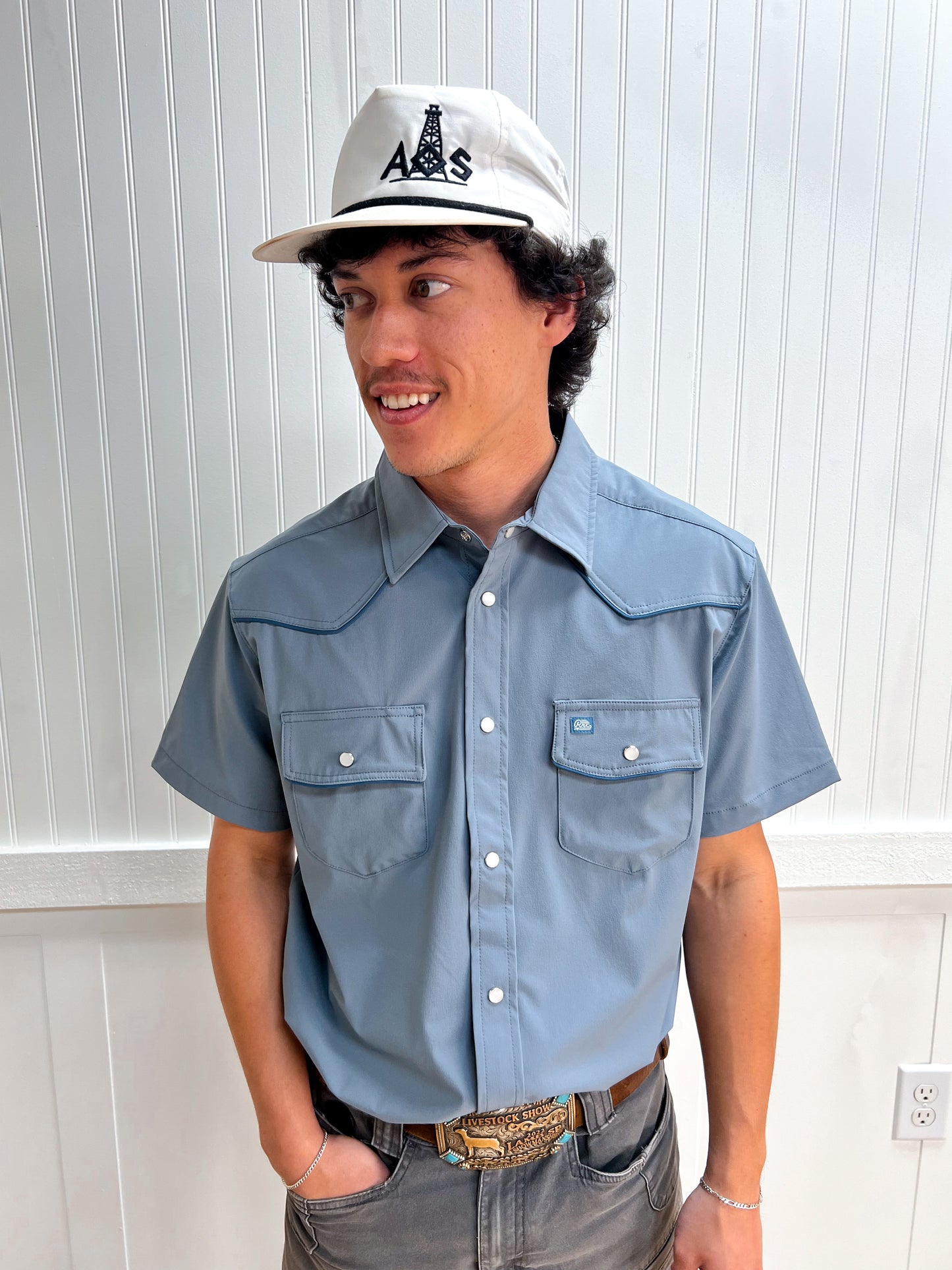 Men's Rio Pearl Snap Shirt-River Road Clothing Company-FD 03/10/26,Men's-Medium-Steel-The Twisted Chandelier