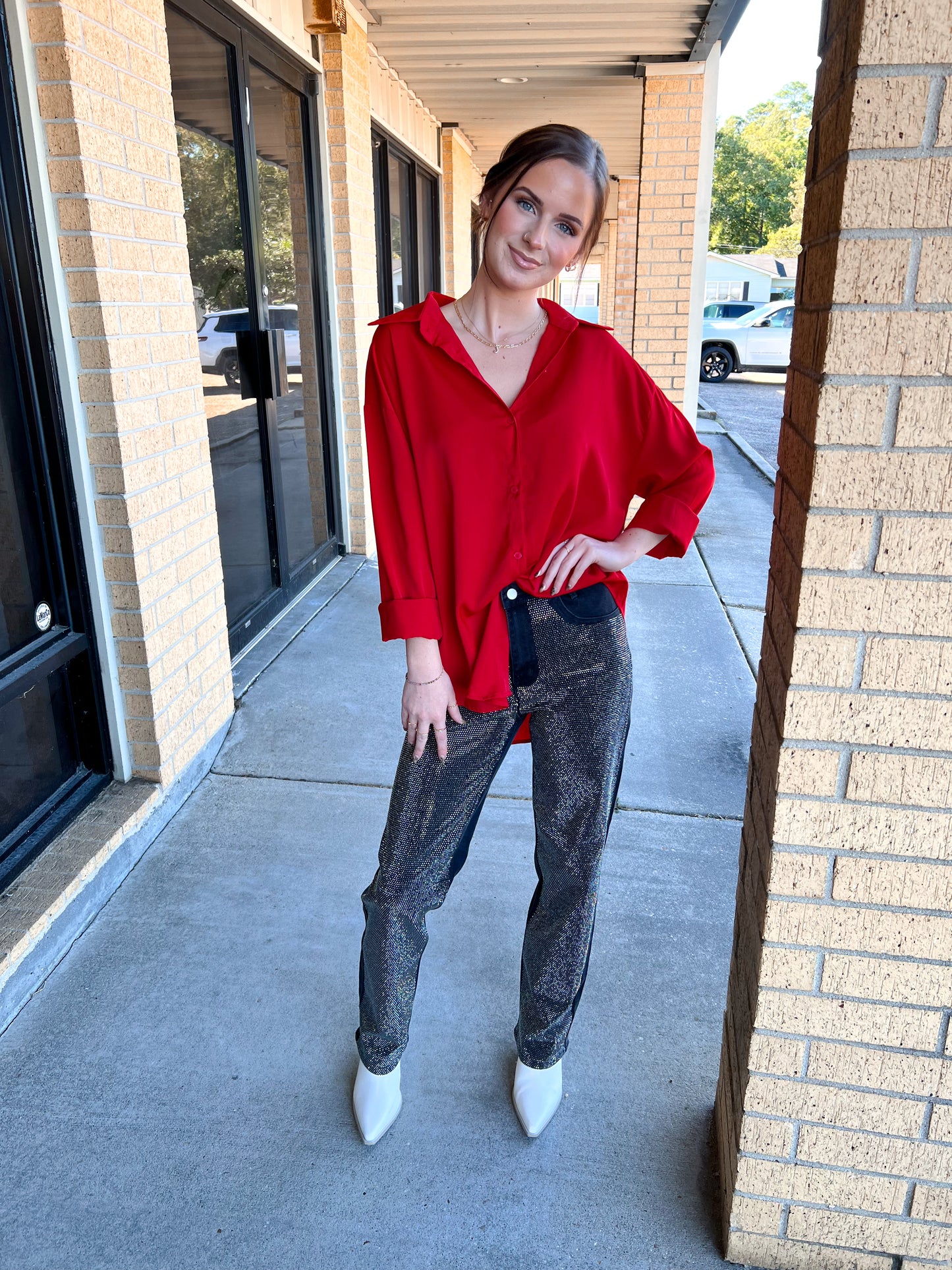 Ida High Rise Rhinestone Studded Black Denim Jeans-Denim-blue b.-bottoms,Max Retail,OGP 69.99,western & concert-The Twisted Chandelier