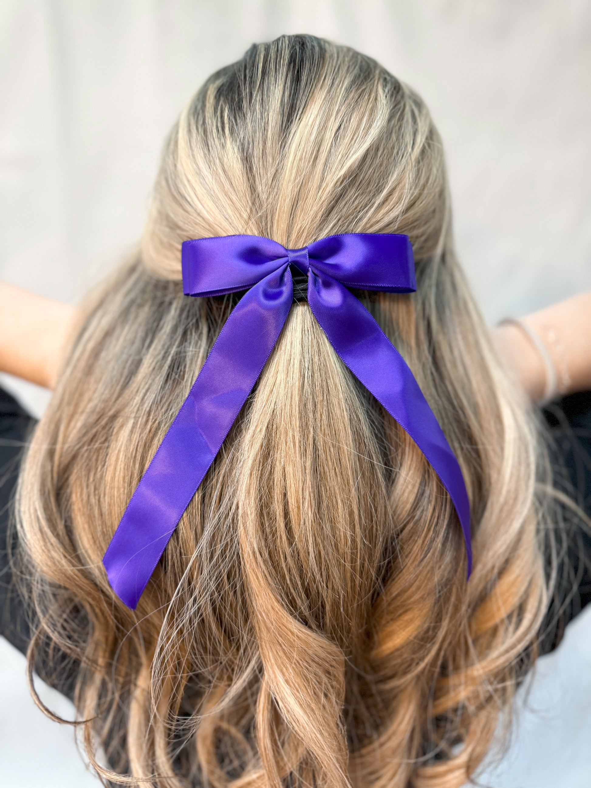 Satin Bow Hair Clip - Purple-Hair Claws & Clips-Swan Madchen-Accessories,Created - 01/15/24-The Twisted Chandelier