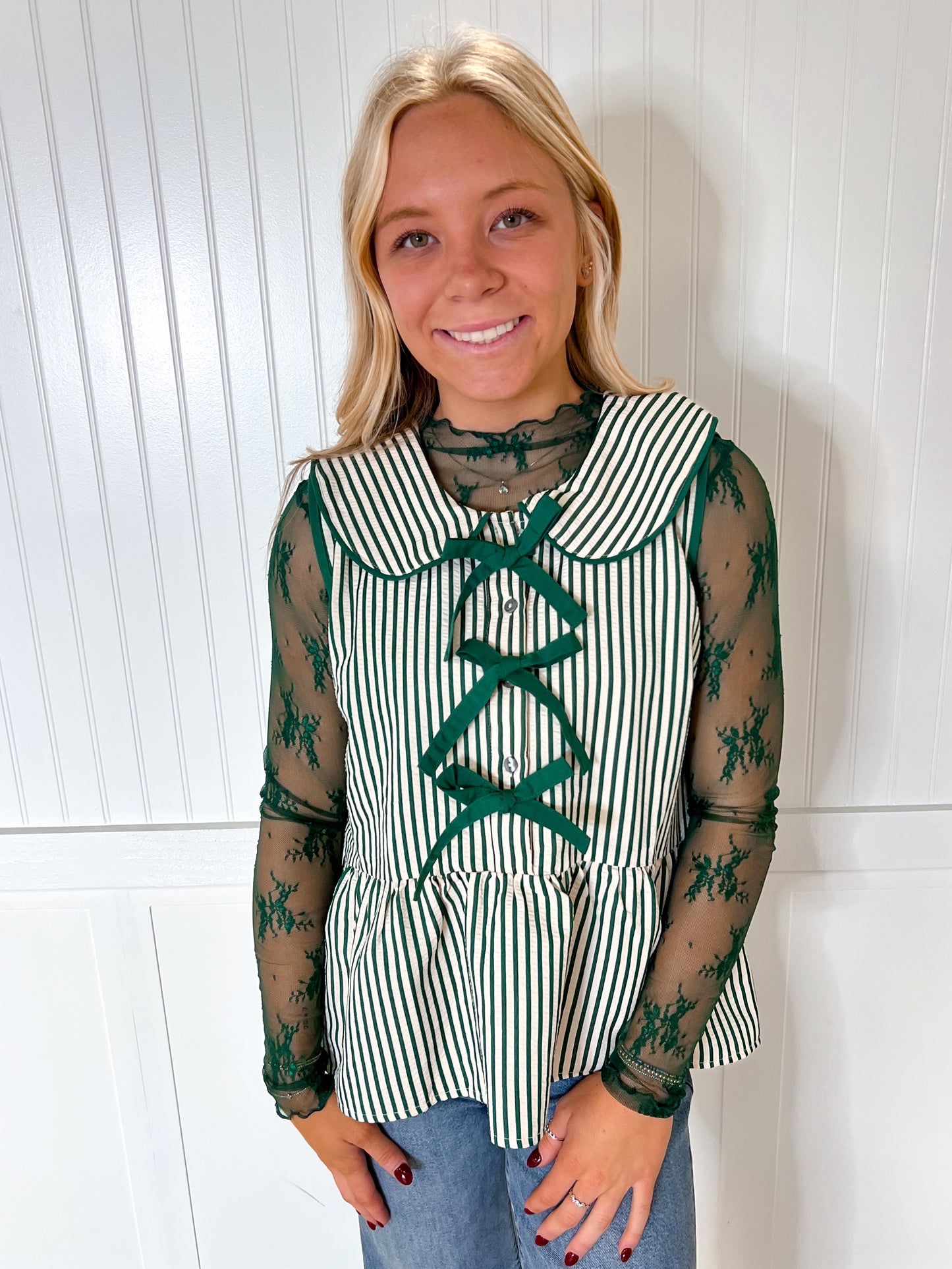 Lawis Sleeveless Collared Striped Top-TOP-She & Sky-1st md,BIN A2,FD 09/22/25,OGP 56.99,SY8533,Tops Collection-The Twisted Chandelier