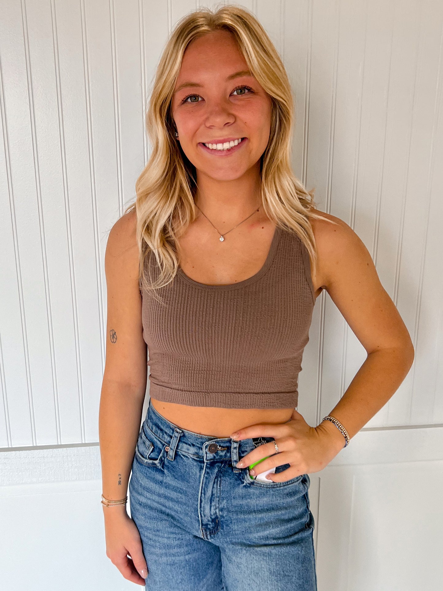 Jordan Seamless Sleeveless UV Neck Reversible Tank Top - Walnut-By Together-Bin B5,FD 08/19/25,Tops Collection-The Twisted Chandelier