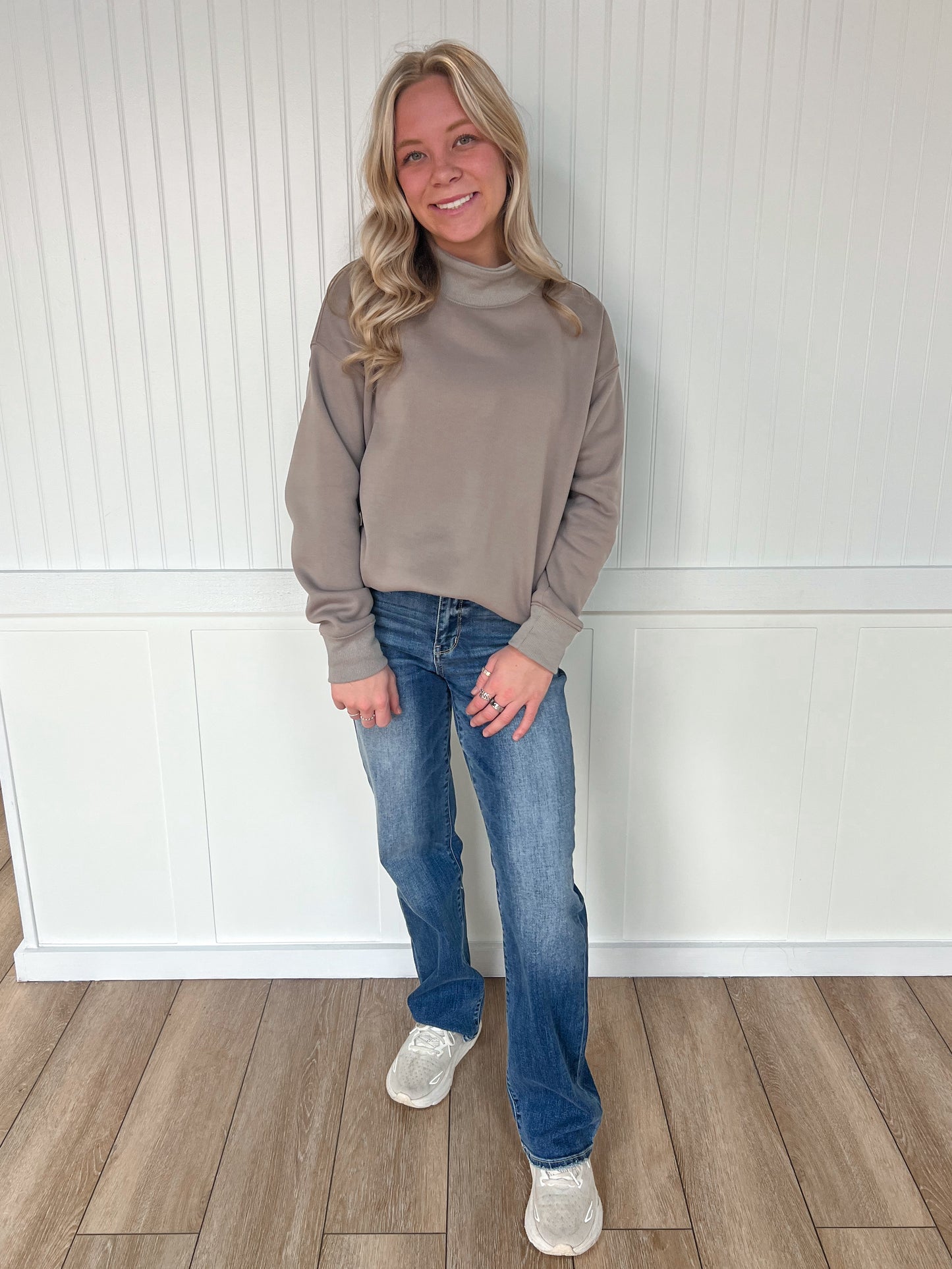 Sloane Oversized Mock Neck Top Sweatshirt