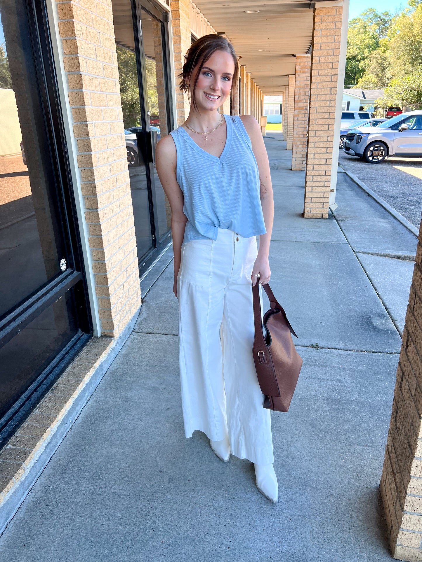 Marda Sleeveless Soft Knit Swing Crop Top - Blue-VERY J-07/24/25,1st md,Bin B5,FD 6/24/25,OGP 28.99,Tops Collection-The Twisted Chandelier