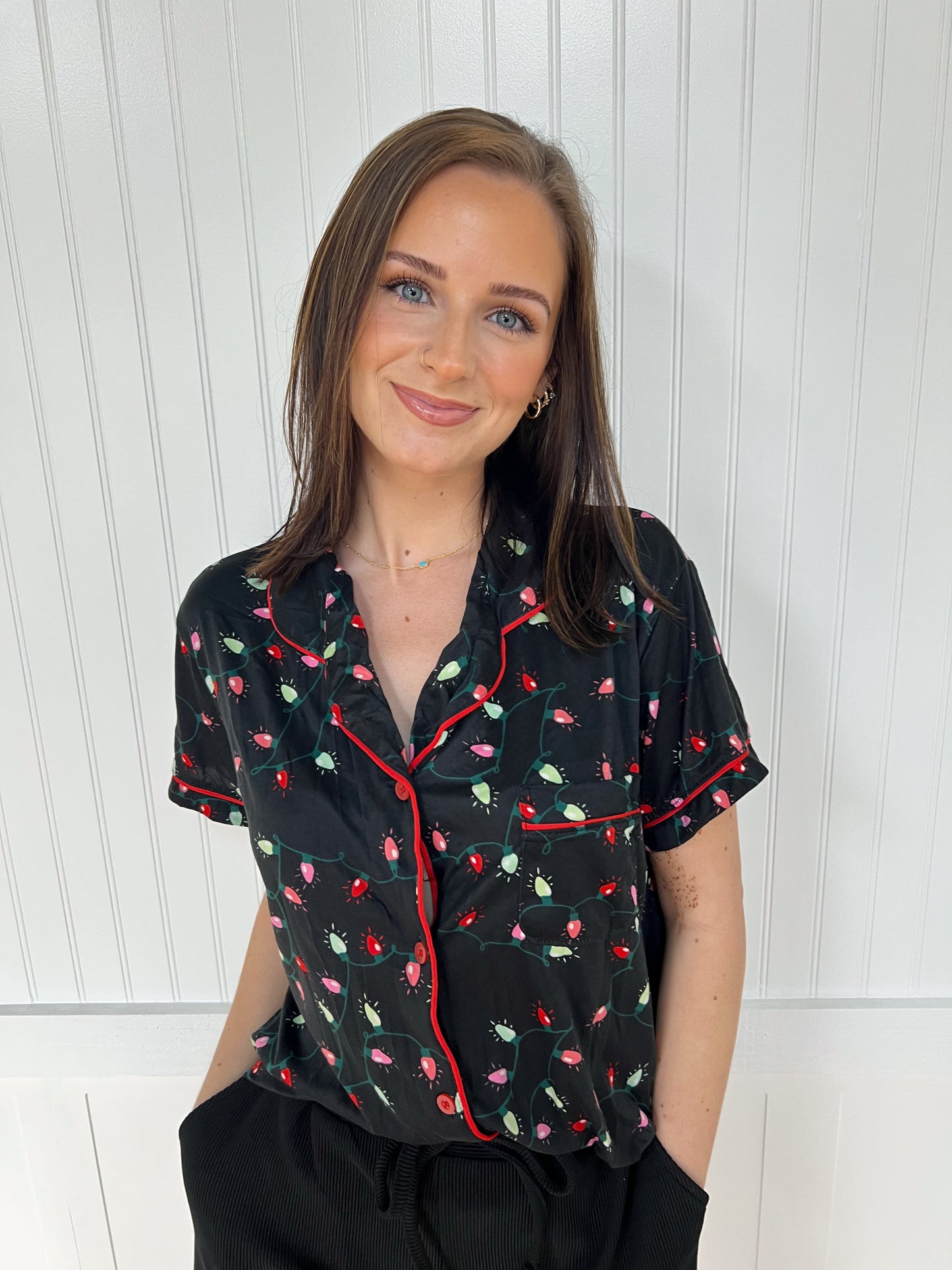 Hello Mello Holiday Pajama Top - Very Merry-Loungewear-HELLO MELLO-$25 & Under Sale,Bin a1,Faire-The Twisted Chandelier