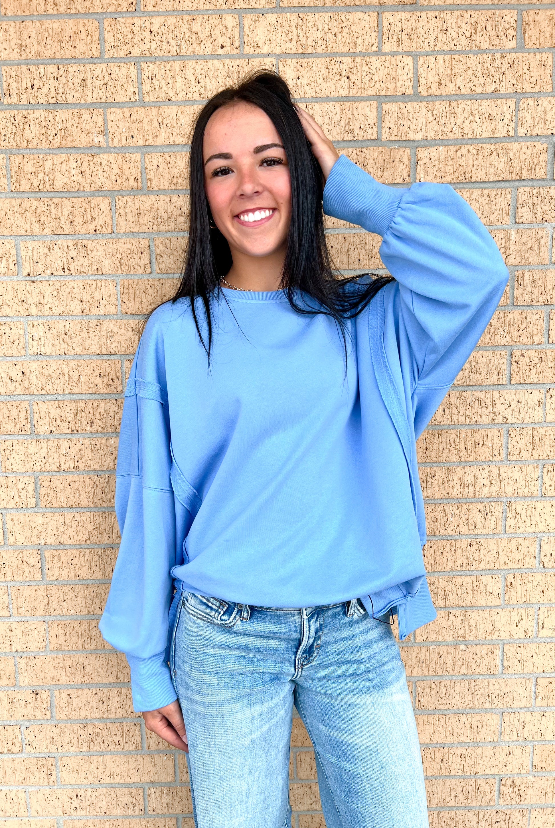 Skyla Oversized Slit Detailed Sweatshirt-Sewn and Seen-Bin a4,FD 09/30/25,Tops Collection-The Twisted Chandelier