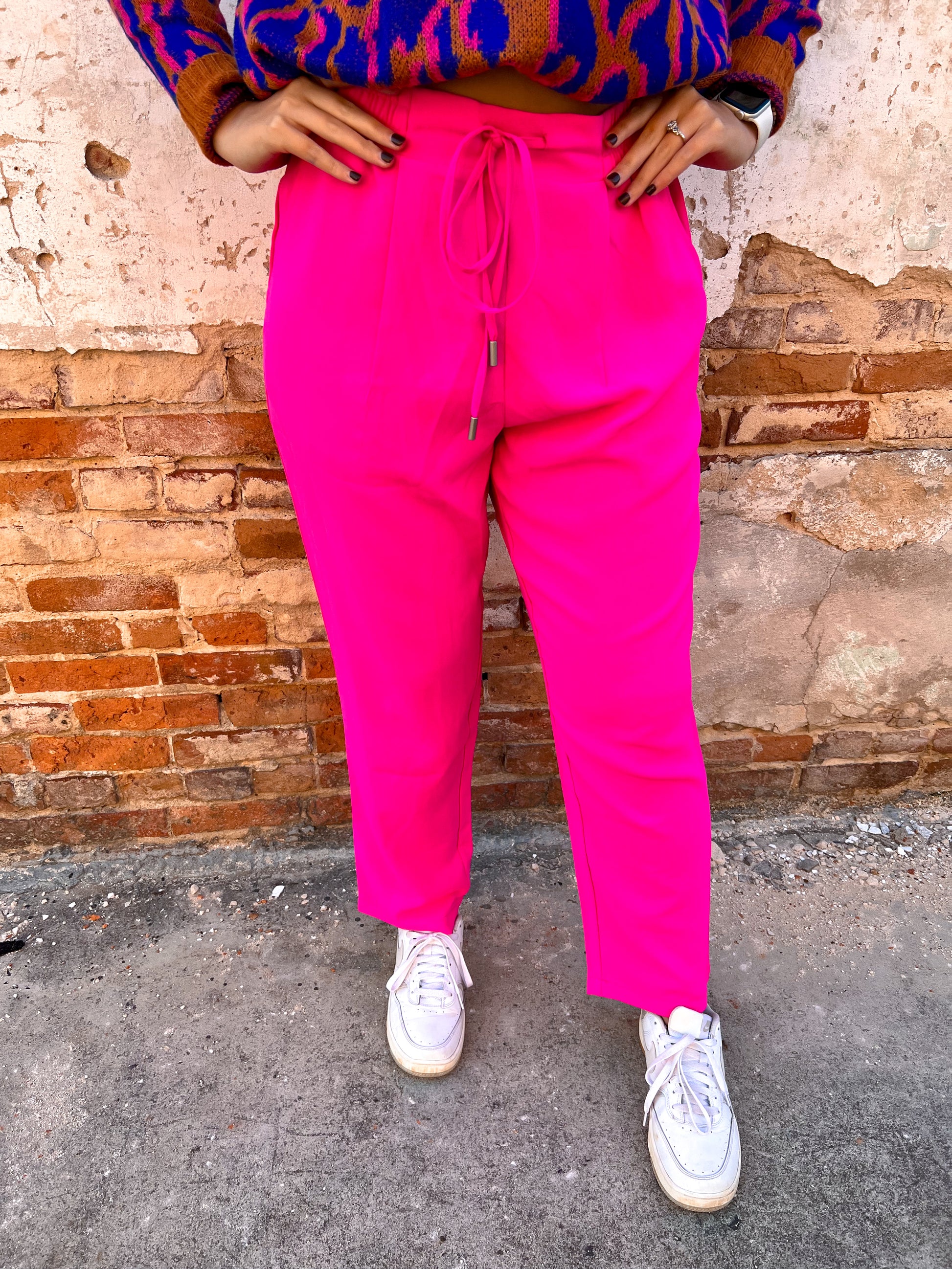 Allison Solid Straight Leg Pants Hot Pink-Pants-jodifl-7/18/23-The Twisted Chandelier