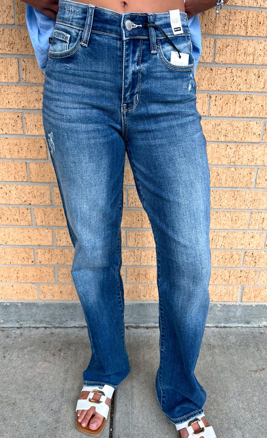 Roxie Dark Wash 90's Straight Leg-Judy Blue Jeans-bottoms,FD 08/26/25-The Twisted Chandelier
