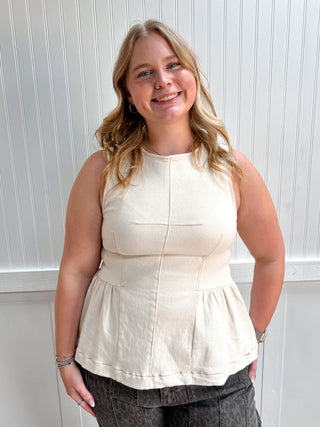Blair Solid Sleeveless Peplum Hem Top-Top-ENTRO-FD 07/18/26,Tops Collection-The Twisted Chandelier
