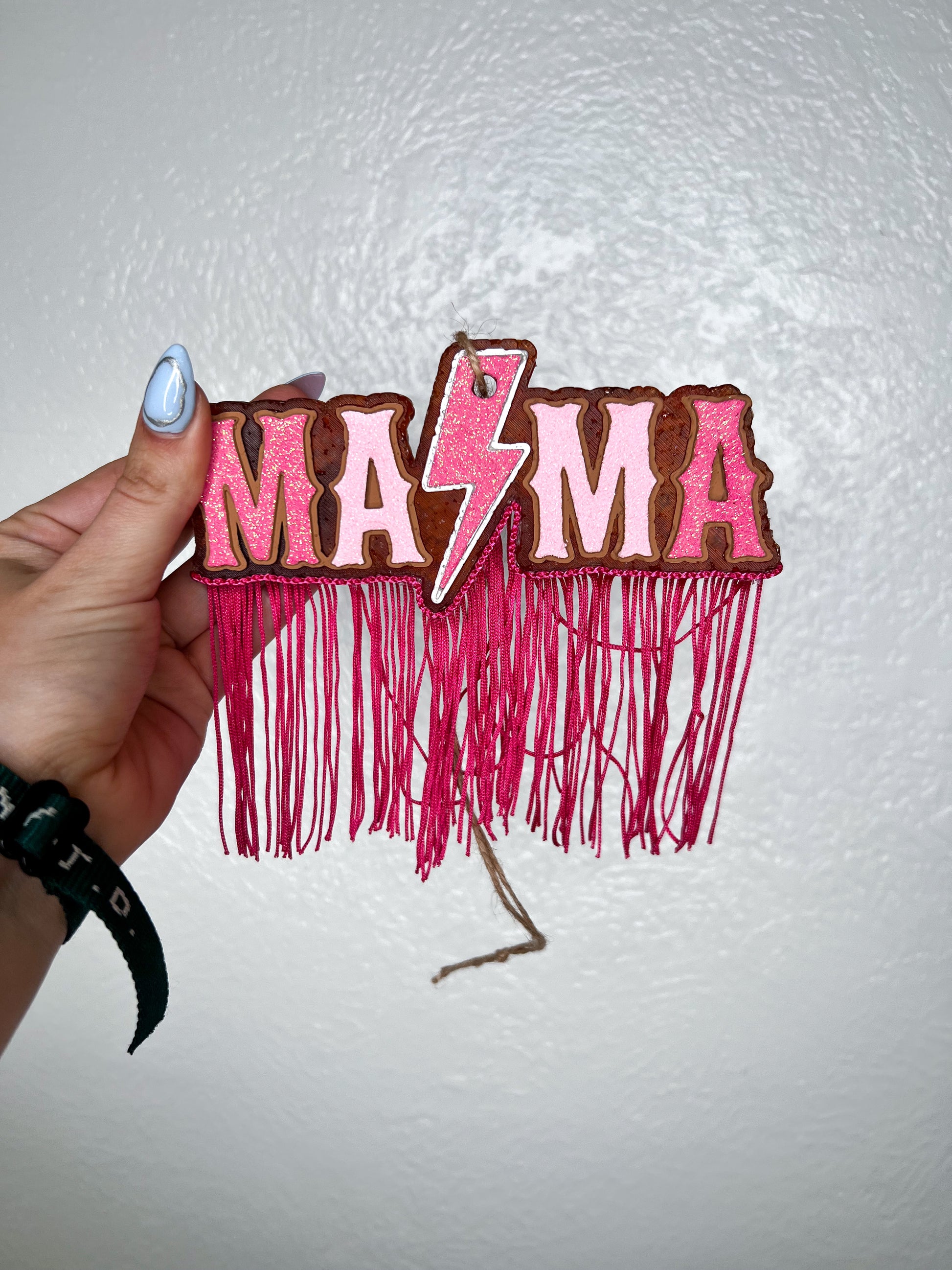 Mama with Fringe Car Freshie-Southern Creek Wholesale-Leather-Pink-The Twisted Chandelier