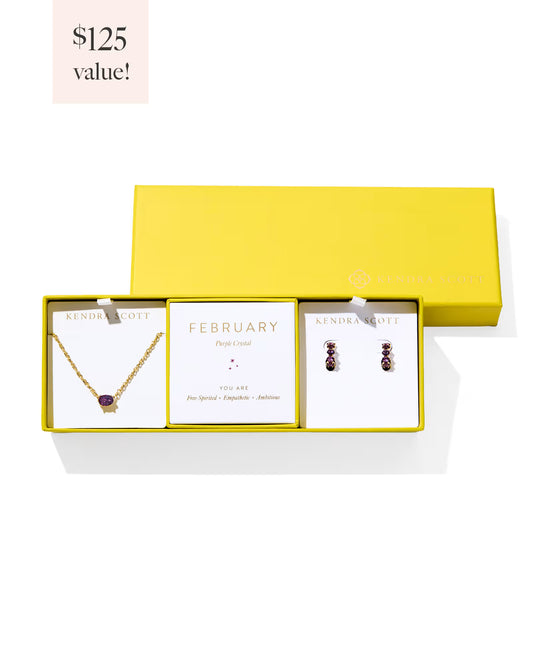 Kendra Scott Cailin Birthstone Gift Set Gold Purple Crystal