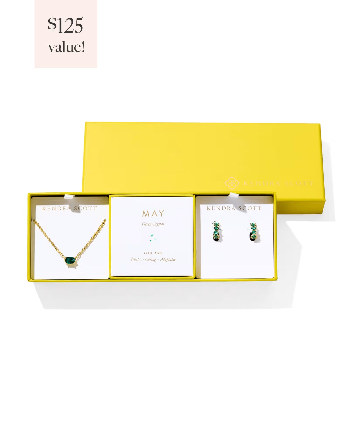 Kendra Scott Cailin Birthstone Gift Set Gold Green Crystal