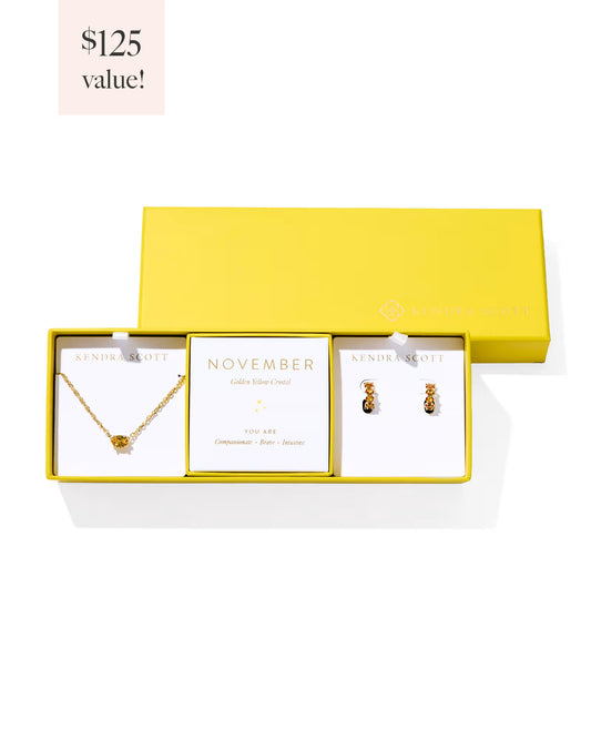 Kendra Scott Cailin Birthstone Gift Set Gold Golden Yellow Crystal