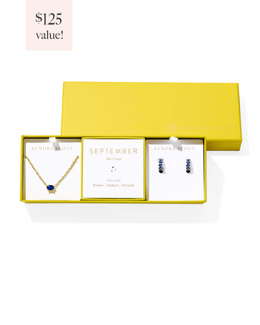 Kendra Scott Cailin Birthstone Gift Set Gold Blue Crystal