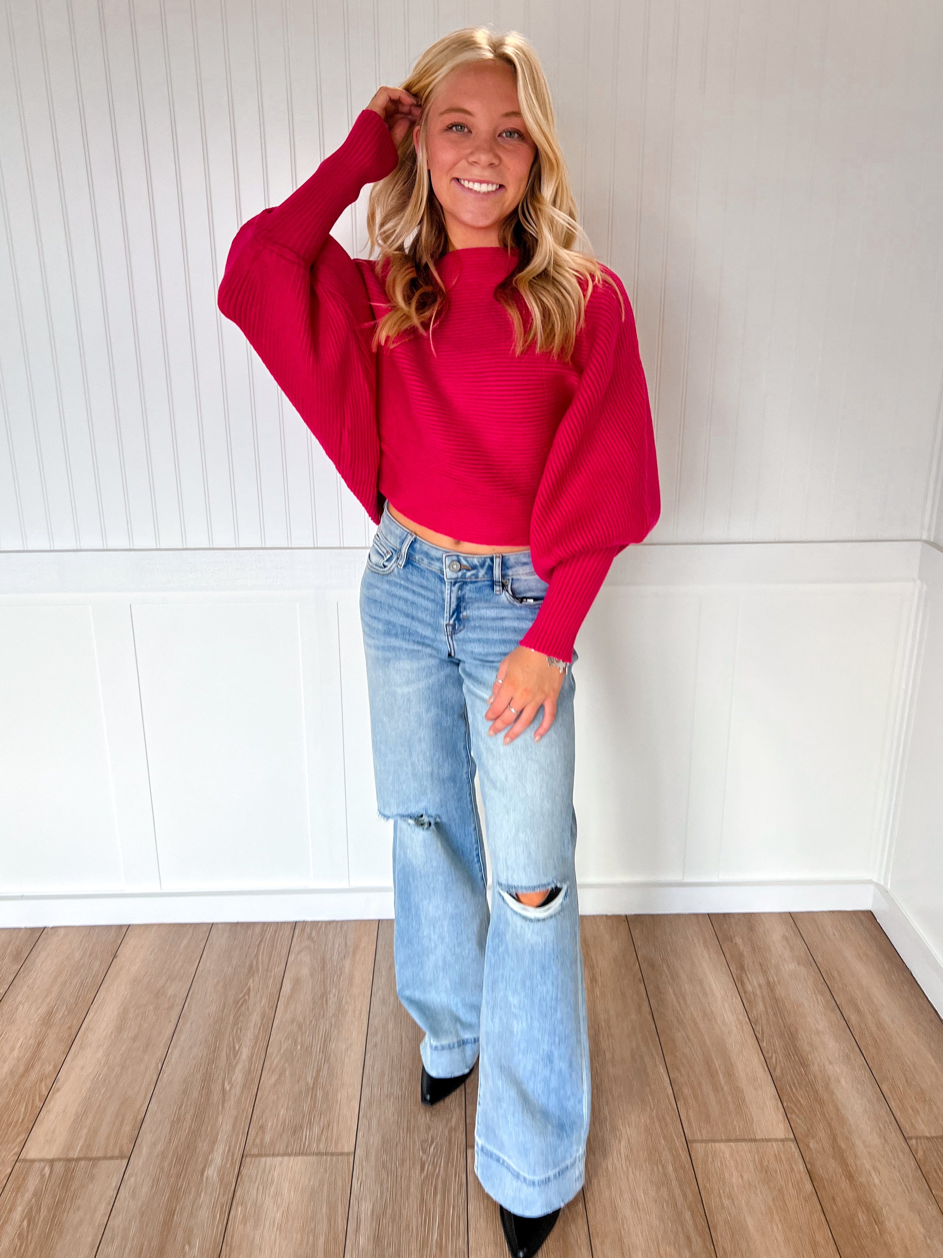 Hollie Boat Neck Elegant Ribbed Knitted Loose Sweater-Vine & Love-Tops Collection-The Twisted Chandelier