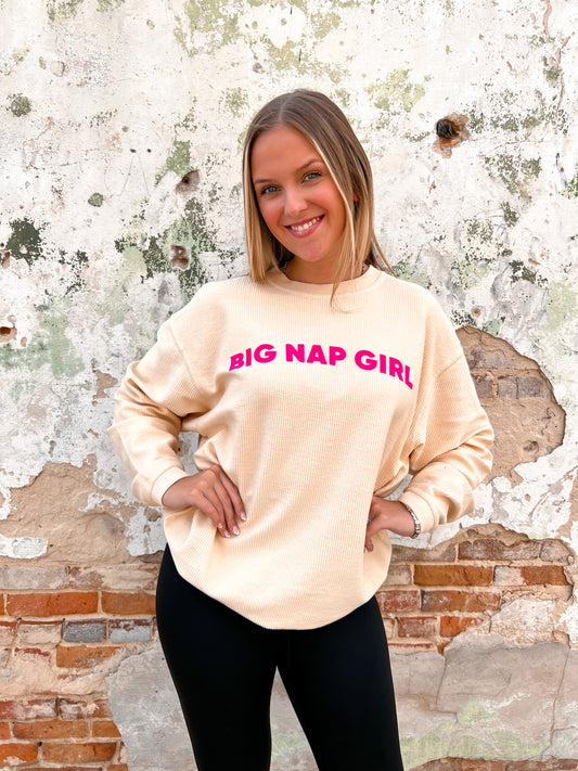 Big Nap Girl Sweatshirt-Apparel & Accessories-friday+saturday-Max Retail-The Twisted Chandelier