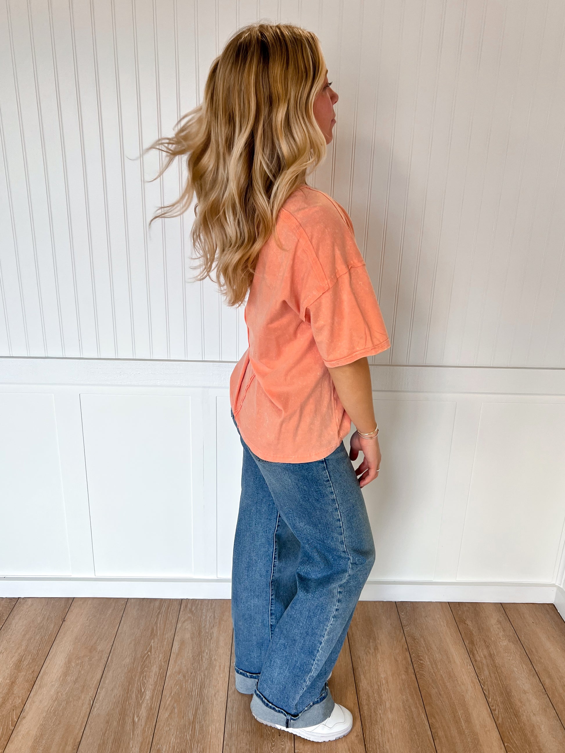 Jillian Oversized Crop Comfy Knit Top - Salmon-VERY J-BIN A 3,FD 08/12/25,NT12068,Tops Collection-The Twisted Chandelier