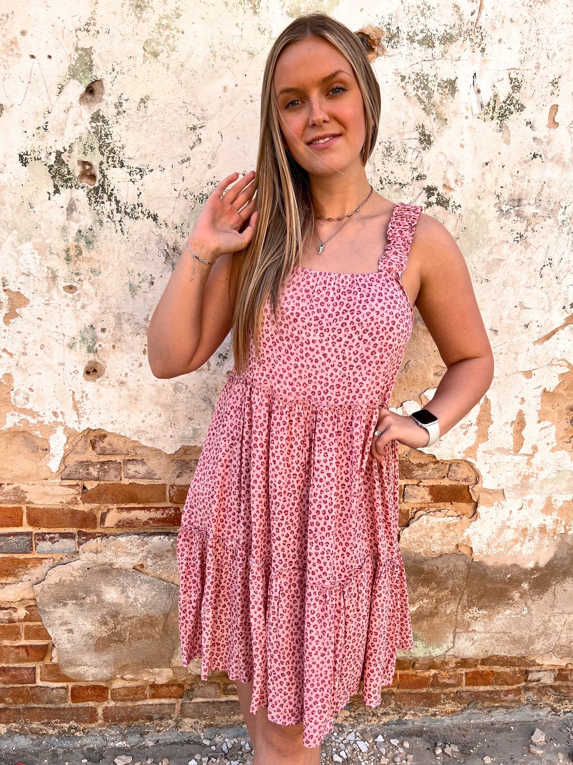 Adeline Pink Leopard Midi Dress-Midi Dress-Southern Grace Wholesale-09/13/24, 1st md, 7564b-The Twisted Chandelier