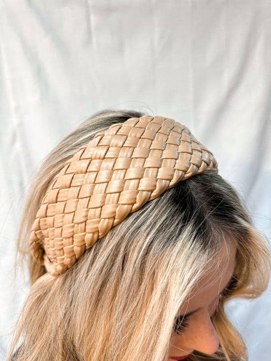 Leather Braided Headband - Tan-Headband-Avenue T-27831, Accessories-The Twisted Chandelier