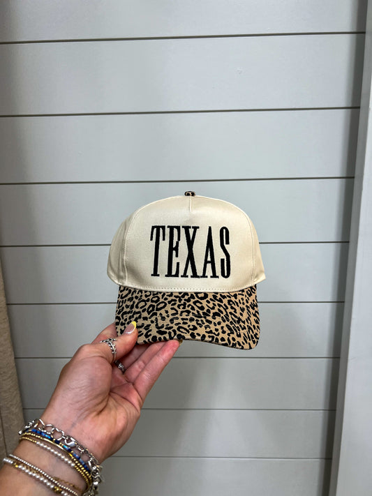 Texas Embroidery Leopard Trucker Hat-Fashion City-fd 08/08/25-The Twisted Chandelier