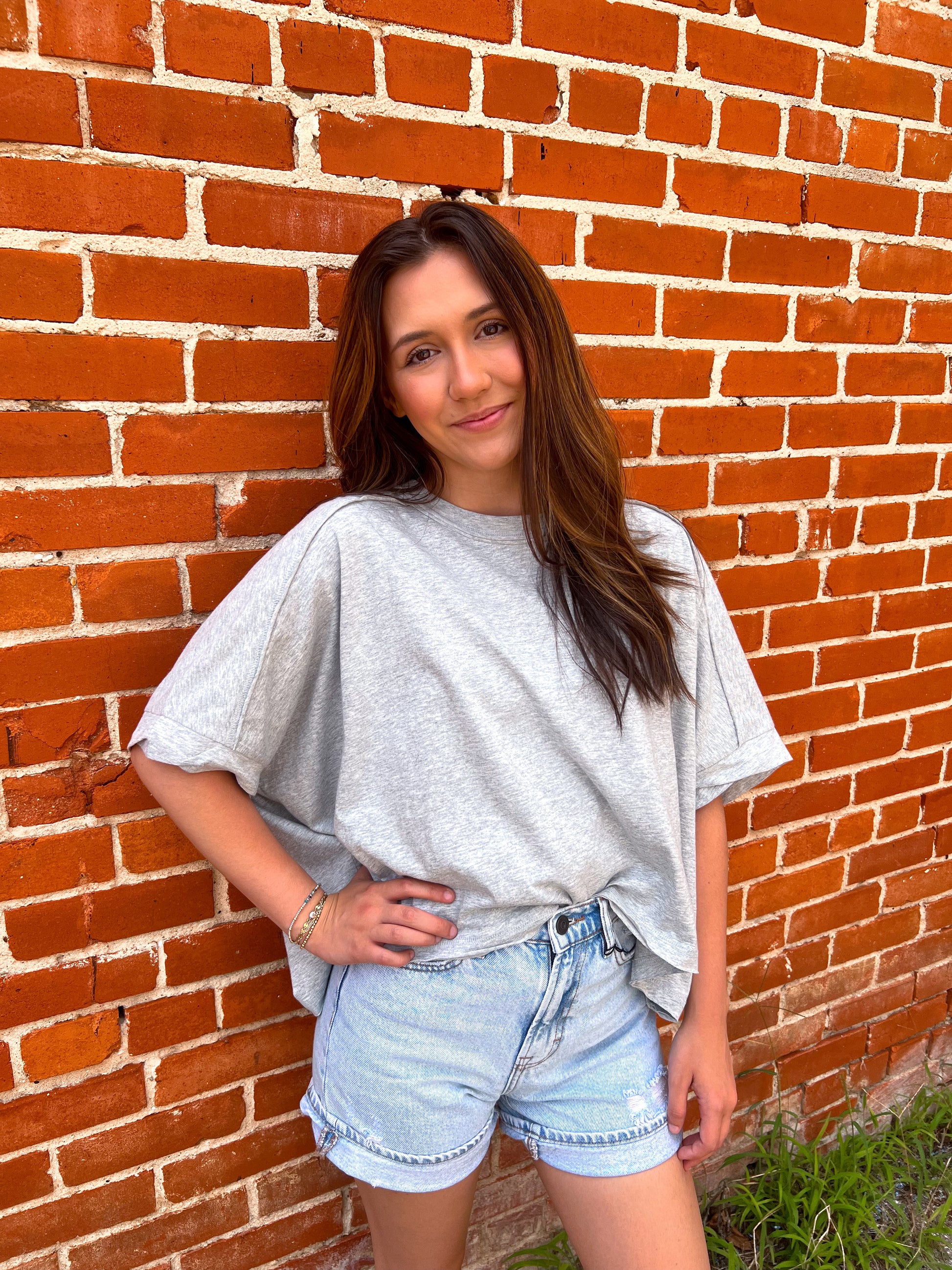 Jillian Oversized Crop Comfy Knit Top - Grey-VERY J-Bin B4,FD 07/08/2025,NT12068-The Twisted Chandelier
