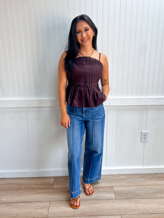 Cleo Solid Pleated Cami Top