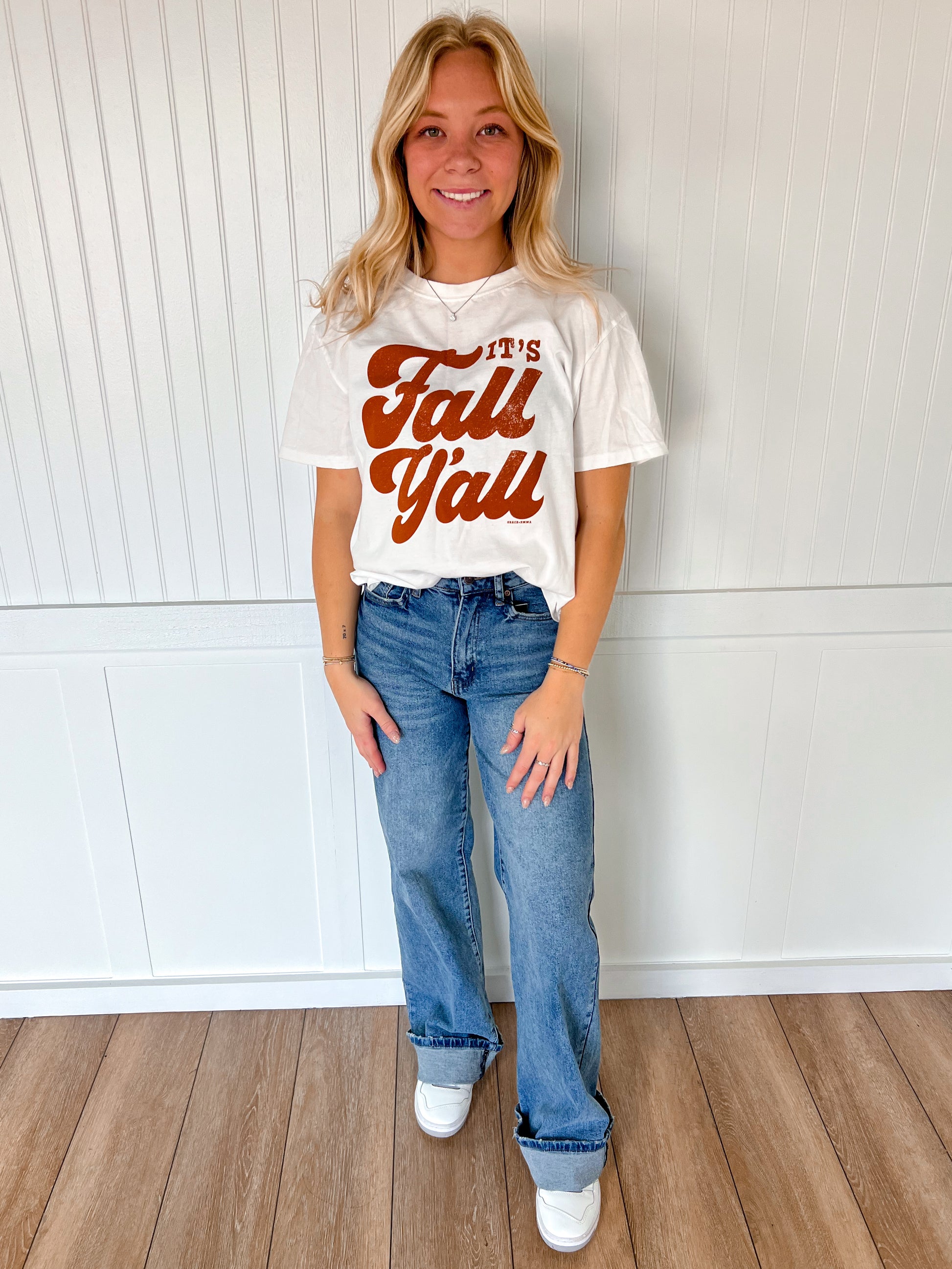 It's Fall Y'all Graphic Tee-Top-Southern Grace Wholesale-Bin B4-The Twisted Chandelier