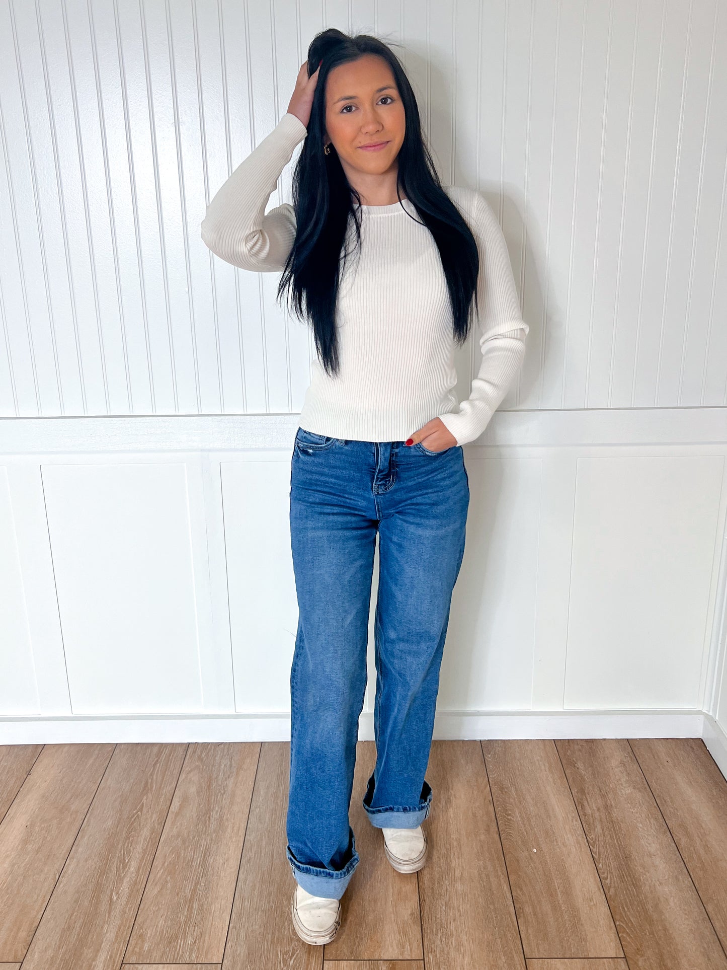 Maya Ribbed Knit Crewneck Pullover-Sweater-blu pepper-FD 09/30/24,OGP 24.99,Tops Collection,TW1313-The Twisted Chandelier