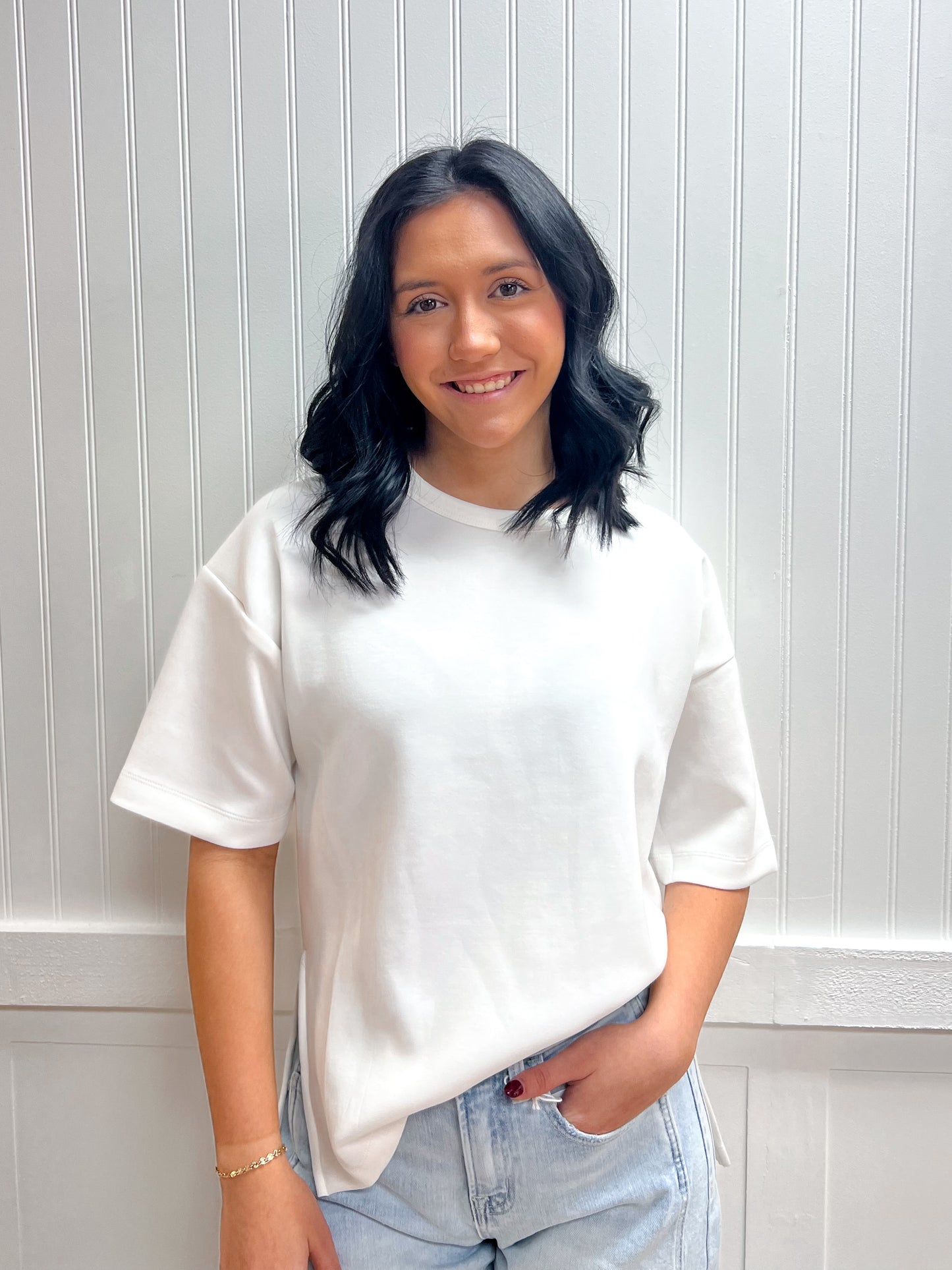 Nora Short Sleeve Round Neck Oversized Soft Modal Scuba Knit Top-Active Basic | Active USA-FD 02/03/26,Tops Collection-The Twisted Chandelier