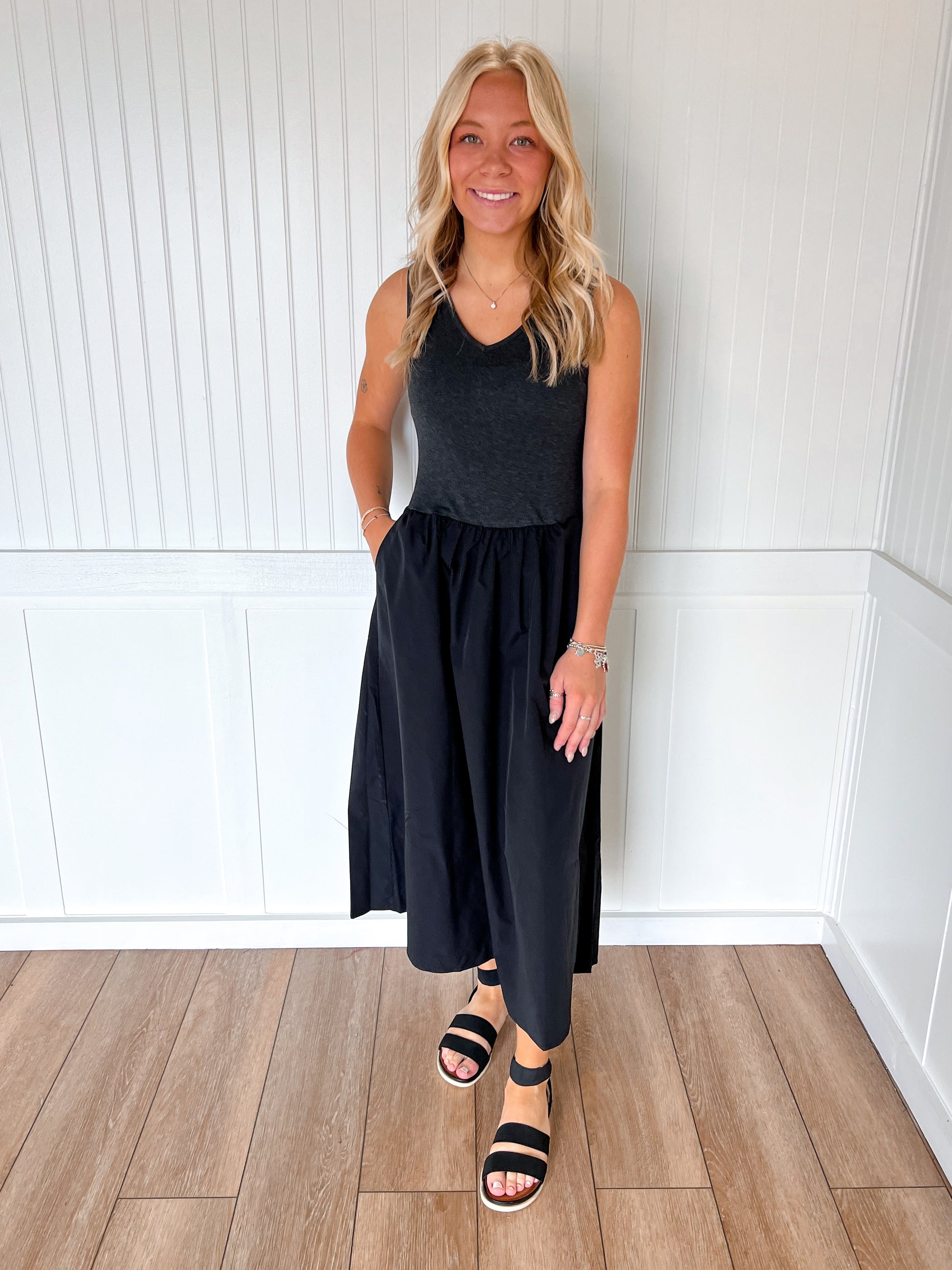 Jaiden Sleeveless Neck Midi Dress-Naked Zebra-DJR-The Twisted Chandelier