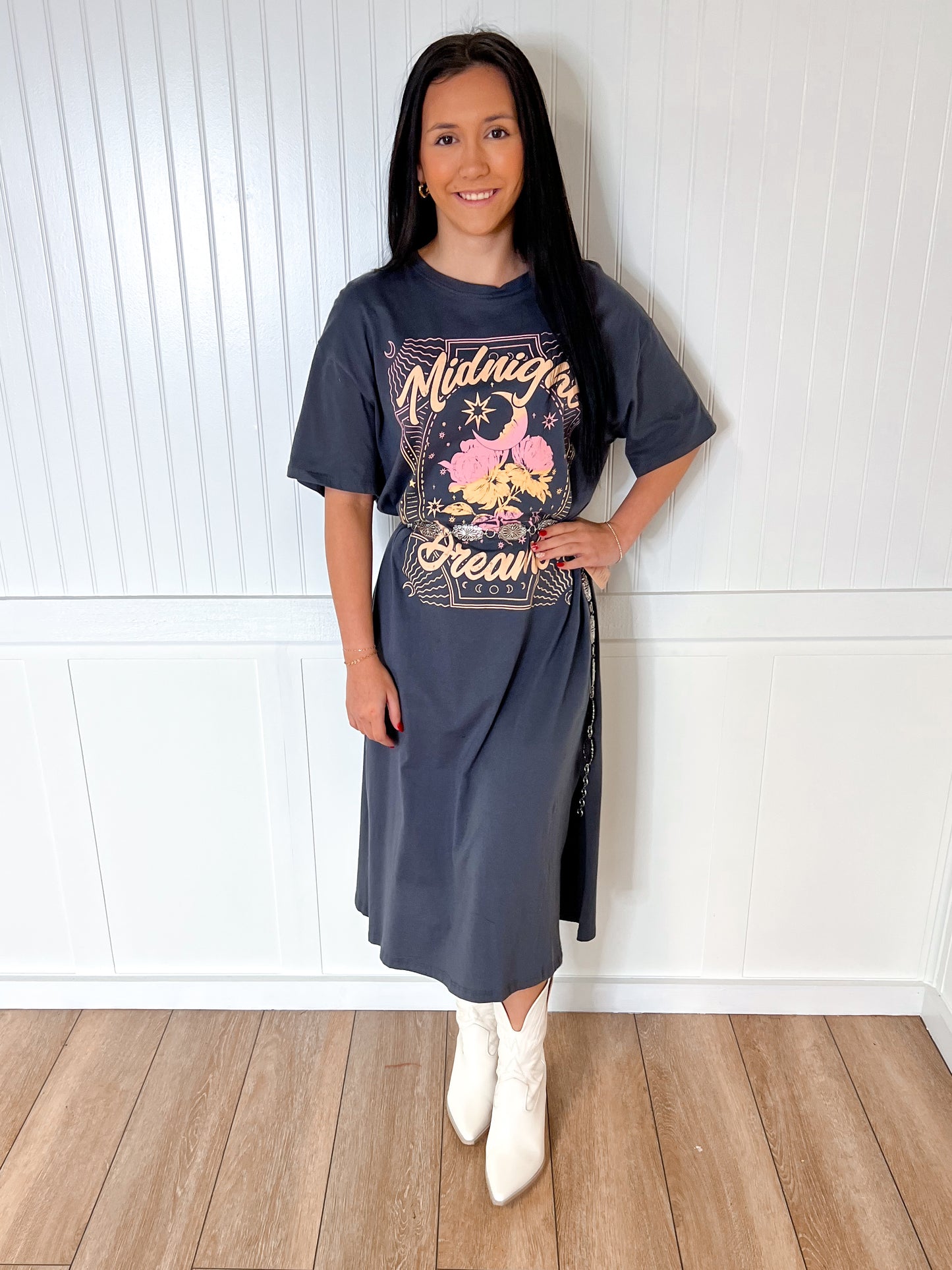 Midnight Dreamer Graphic Dress-Dresses-tres bien-& Jumpsuits,04/21/25,05/27/24,11/28/23 md,1st md,DJR,Dresses,Max Retail,Rompers,western & concert-The Twisted Chandelier