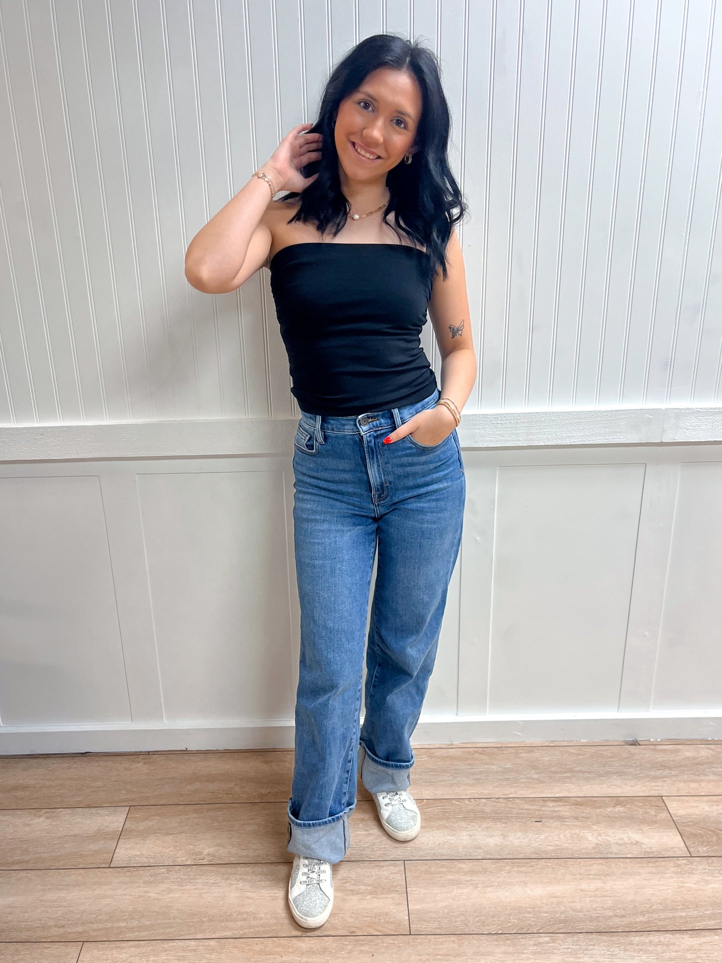 Catherine Cotton Tube Top w/ Built in Bra - Black-Tube Top-Zenana-BIN D4,FD 03/13/26,GT-3014,Tops Collection-The Twisted Chandelier