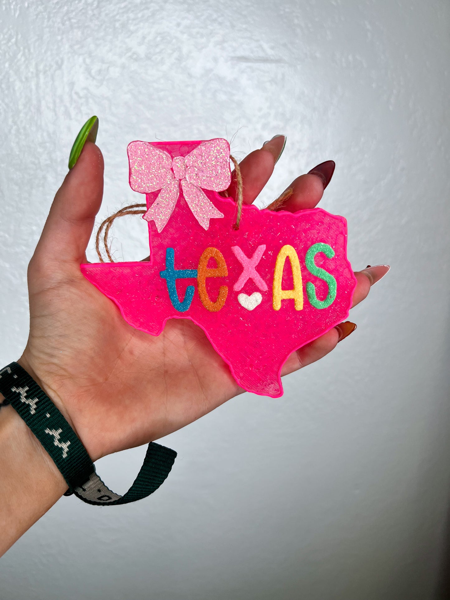 Texas with Bow Car Freshie-Southern Creek Wholesale-Pink sugar-Pink-The Twisted Chandelier