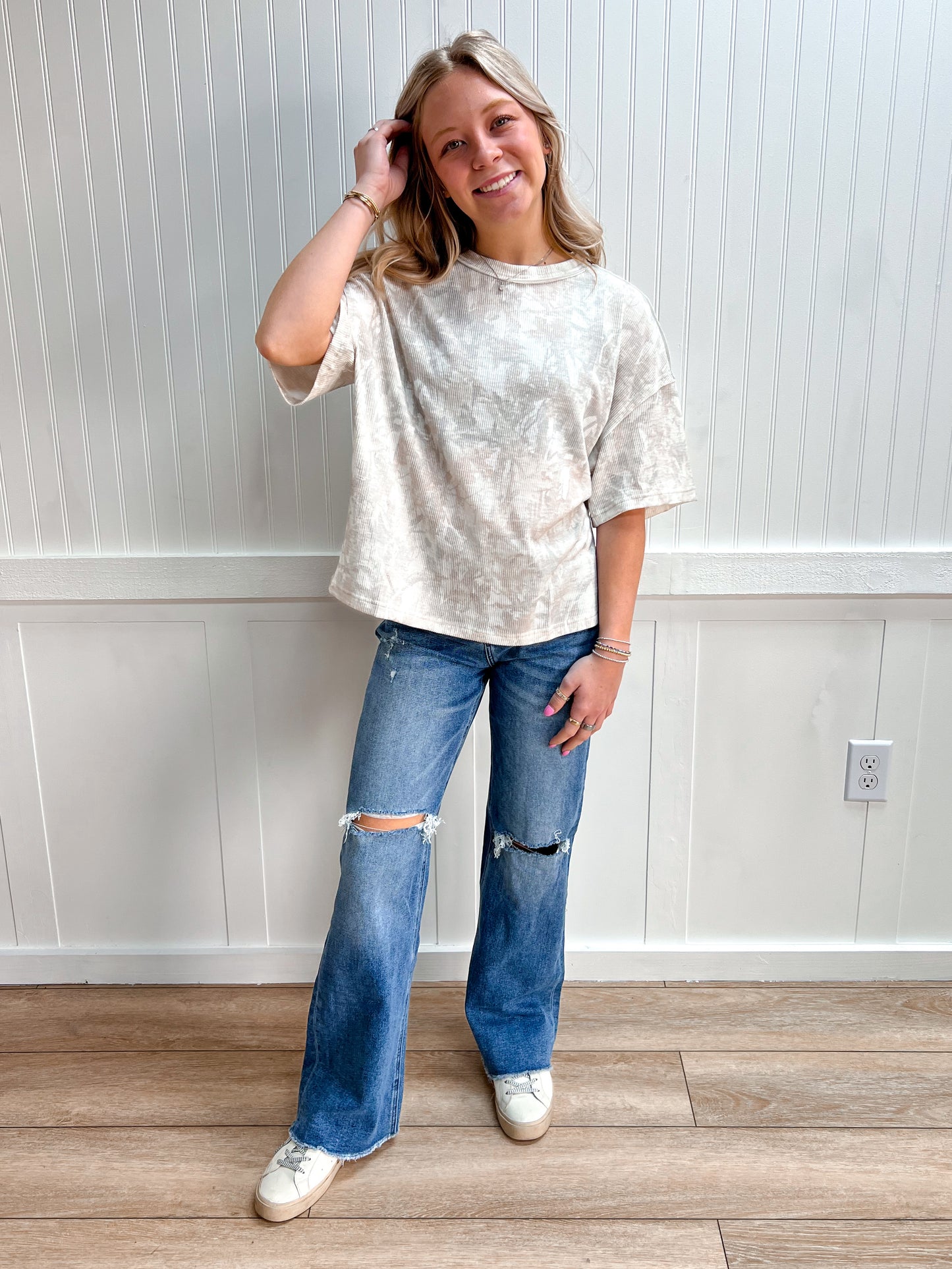 Stevie Camo Ribbed Loose Fit Shirt-Papermoon-FD 02/25/26,PT51002,Tops Collection-The Twisted Chandelier