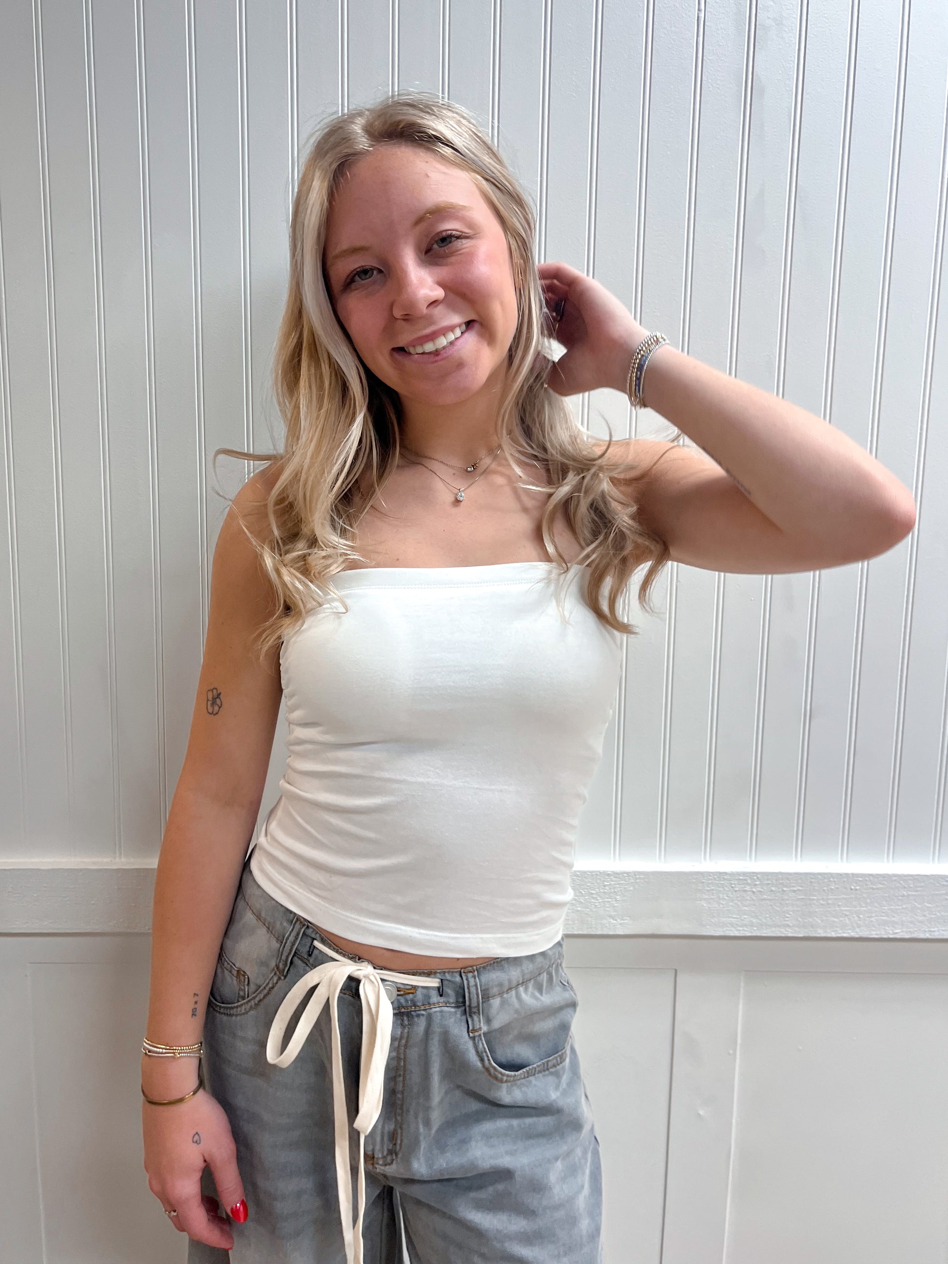 Catherine Cotton Tube Top w/ Built in Bra - Ivory-Tube Top-Zenana-BIN D4,FD 03/13/26,GT-3014,Tops Collection-The Twisted Chandelier