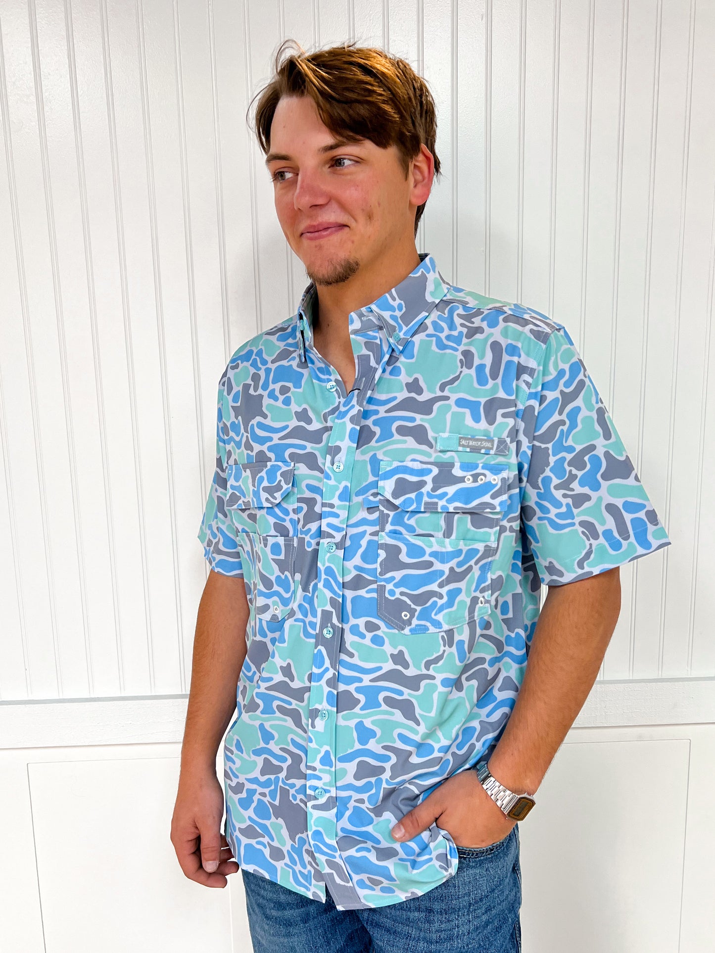 Men's Texas Coastal Camo Fishing Shirt-SALT WATER SOUL-FD 01/23/26-The Twisted Chandelier