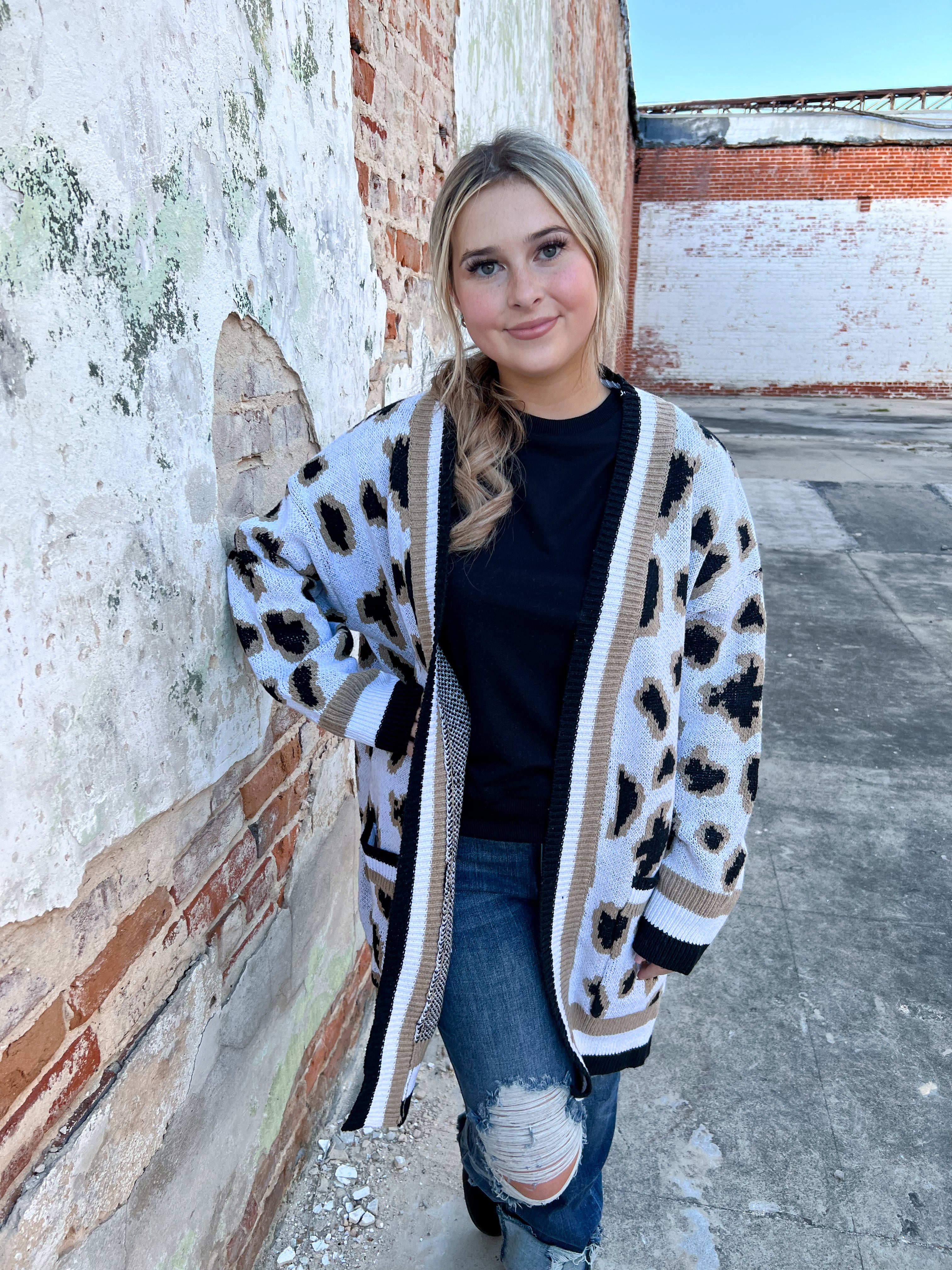 Leopard on sale boyfriend cardigan